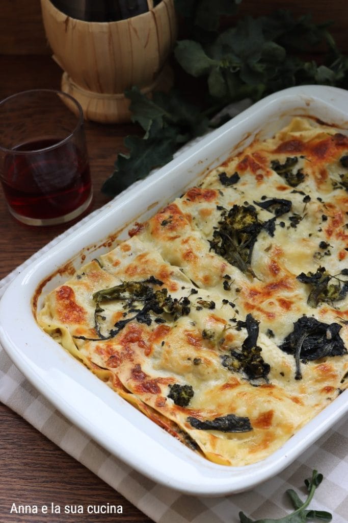 White Lasagna with Broccoli and Smoked Cheese