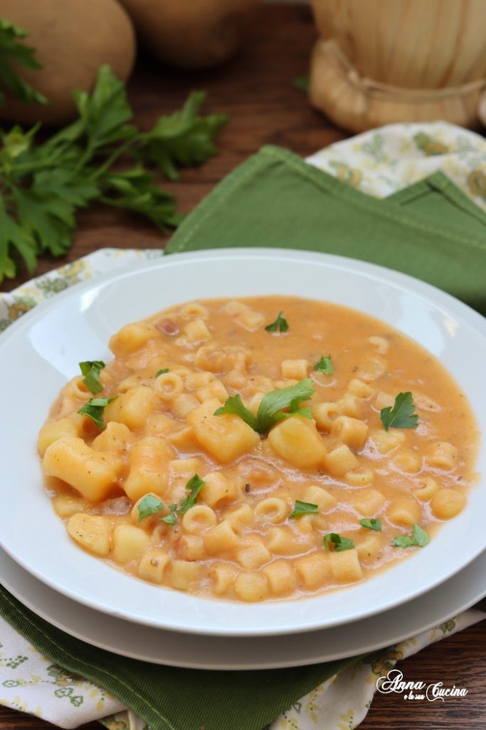 creamy pasta with potatoes and provola