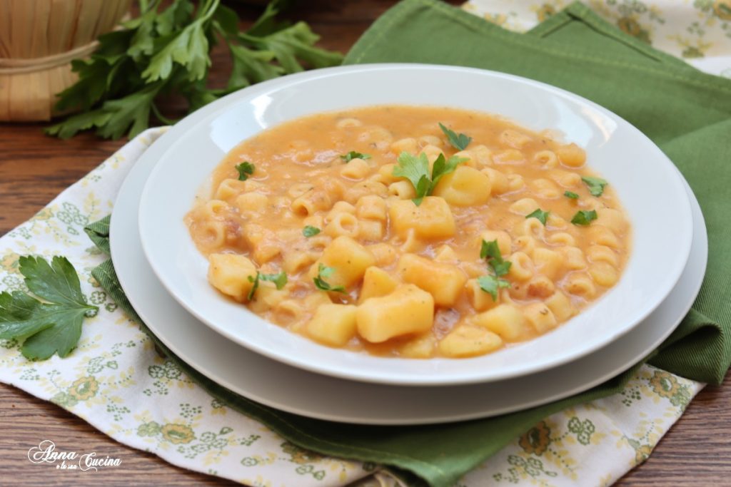 creamy pasta with potatoes and provola