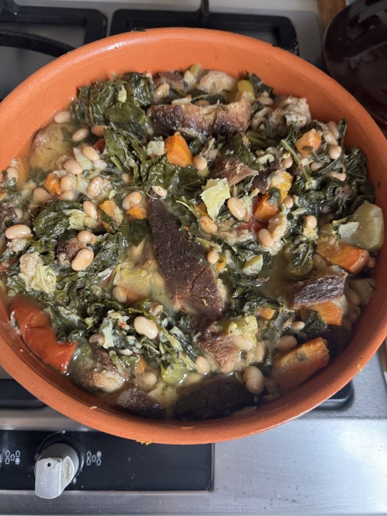 end of the first cooking of the traditional Tuscan ribollita recipe