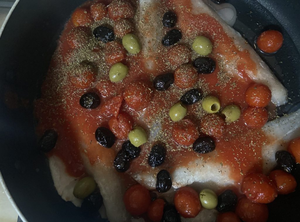 sea bass fillets with olives