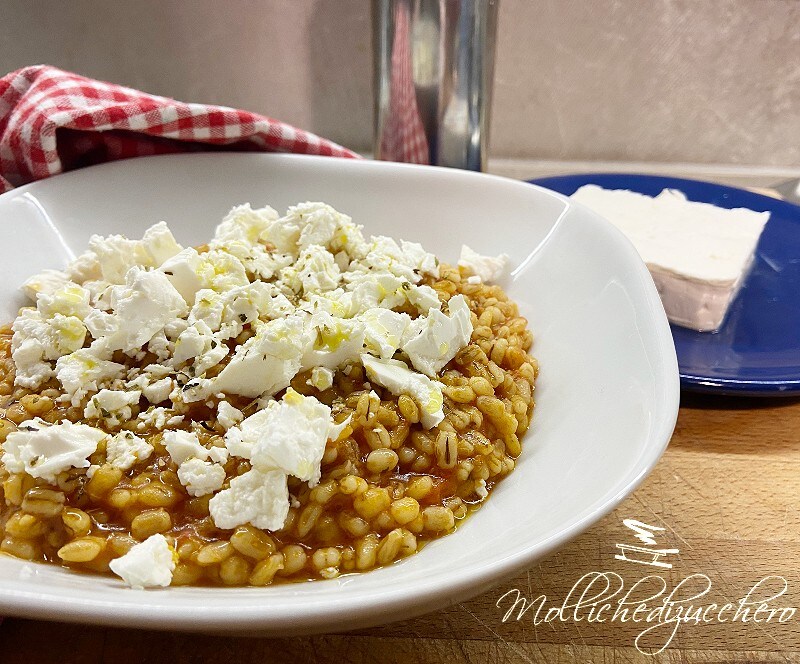Barley Risotto with Cherry Tomatoes and Feta