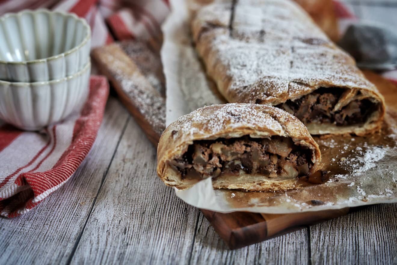 PEARS AND CHOCOLATE IN A PUFF PASTRY EMBRACE