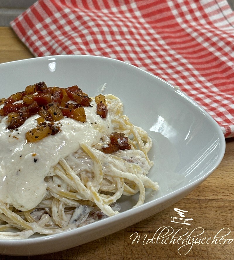 Spaghetti with Ricotta Cream and Guanciale