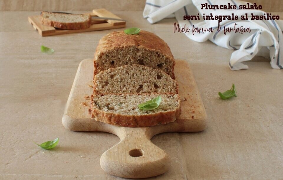 Semi-Whole Wheat Savory Plumcake with Basil
