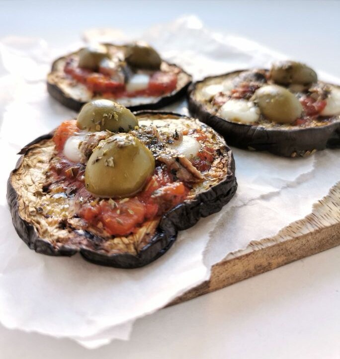 MEDITERRANEAN EGGPLANT MINI PIZZAS