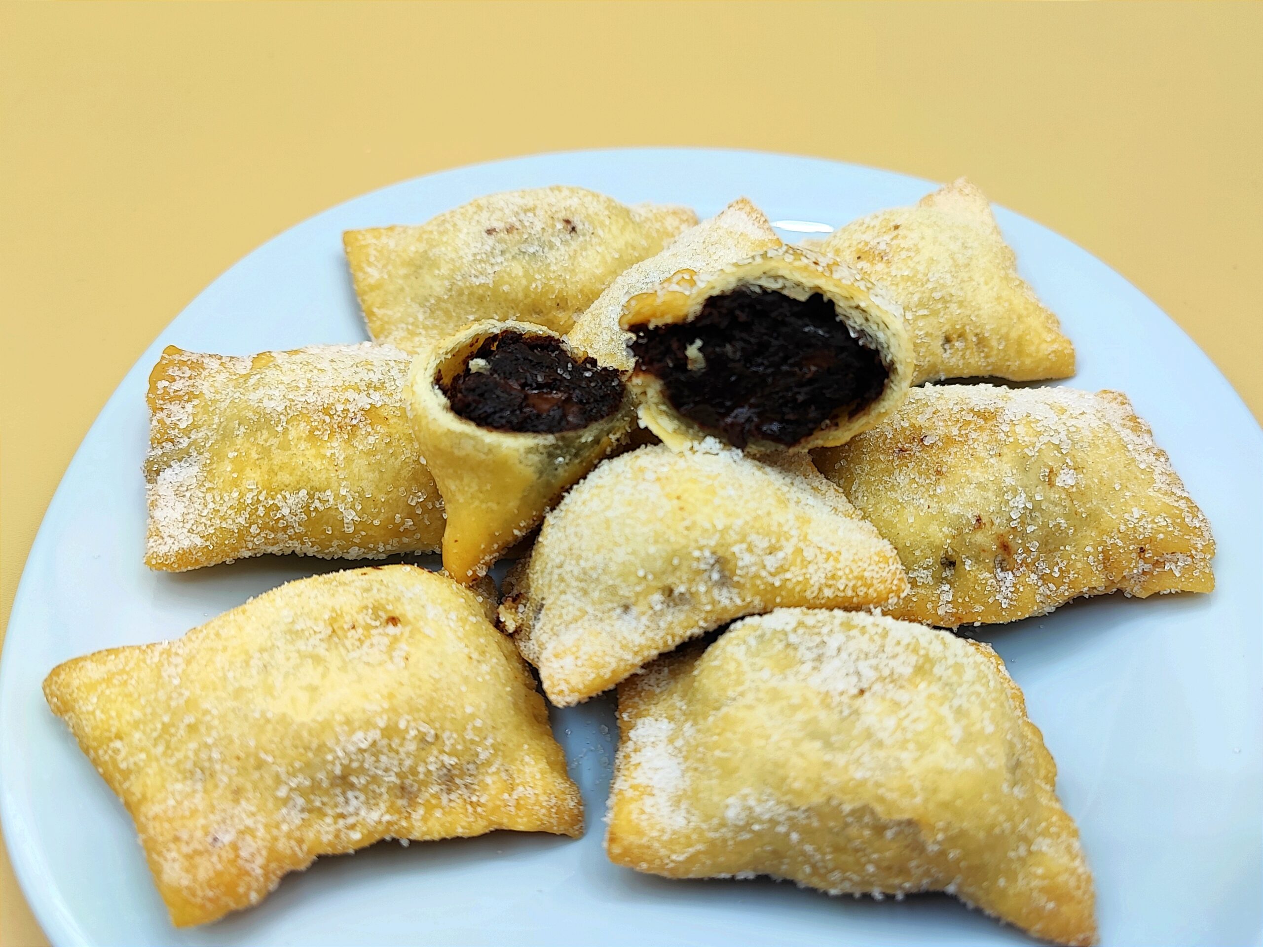 Christmas Calzoncelli Filled with Chestnuts and Chocolate