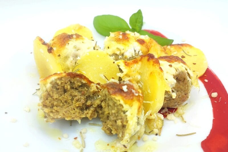Baked Meatballs and Potatoes