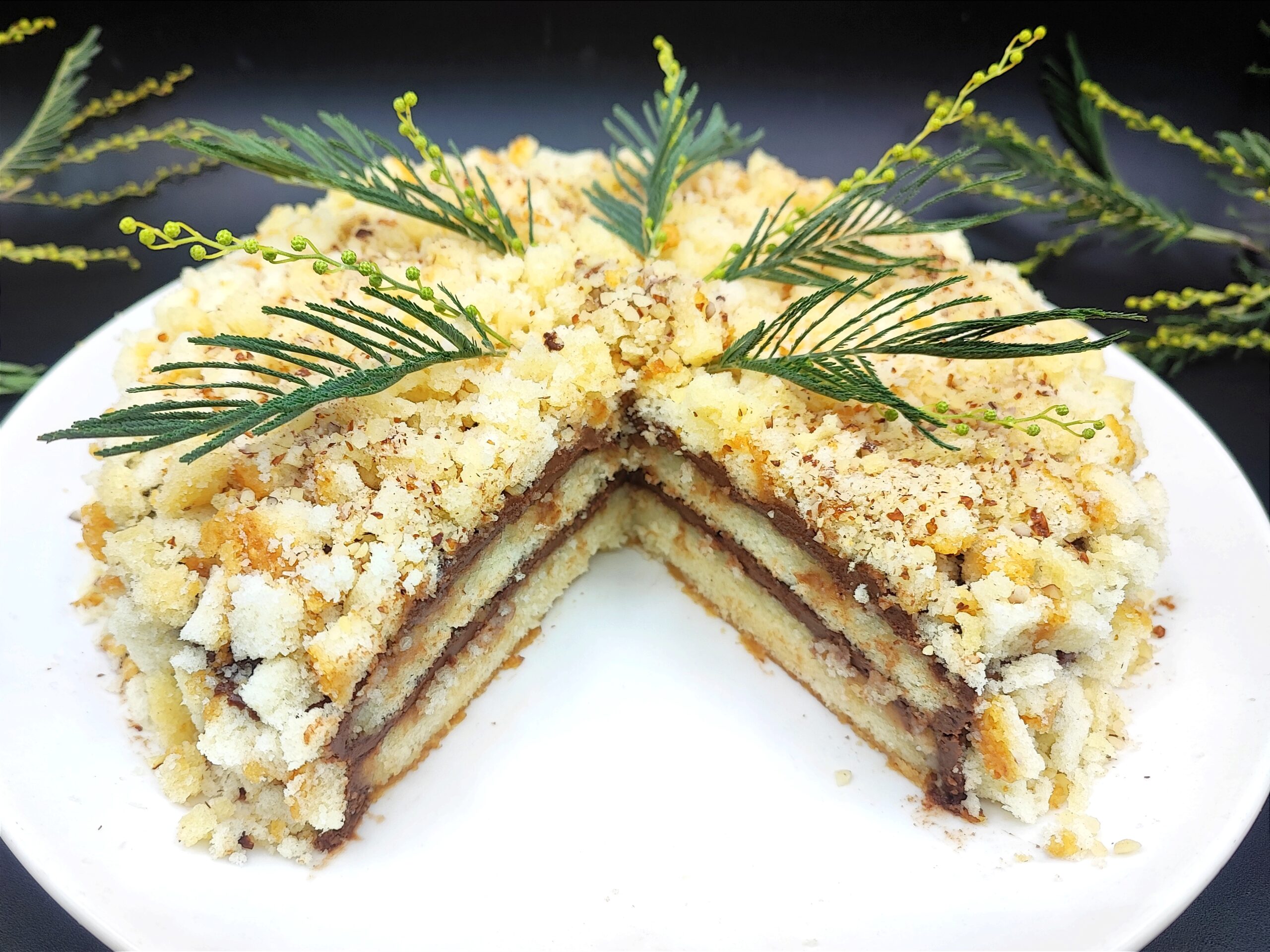 Eggless Mimosa Cake with Nutella