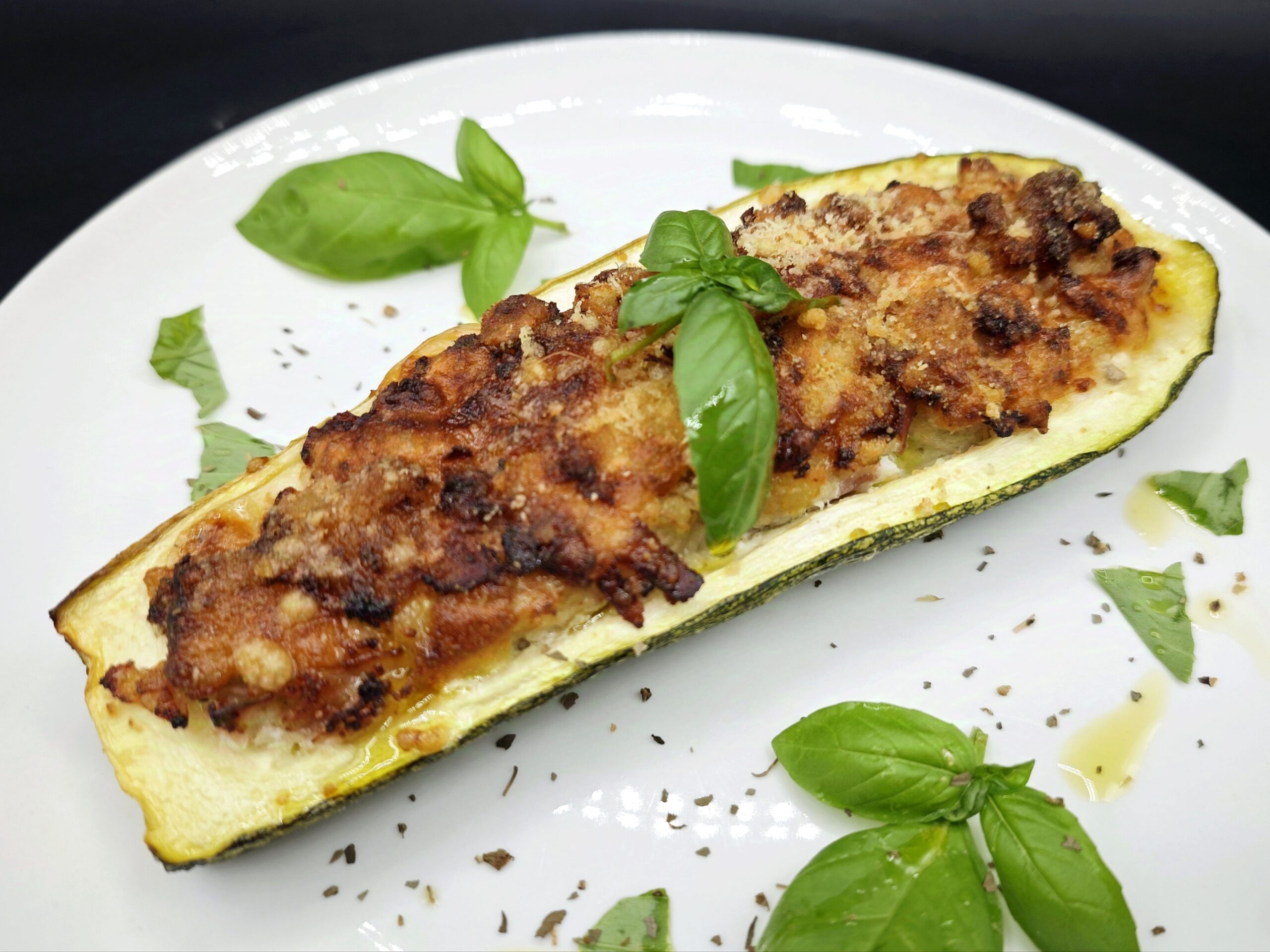 Stuffed Zucchini with Ricotta and Ham in Air Fryer