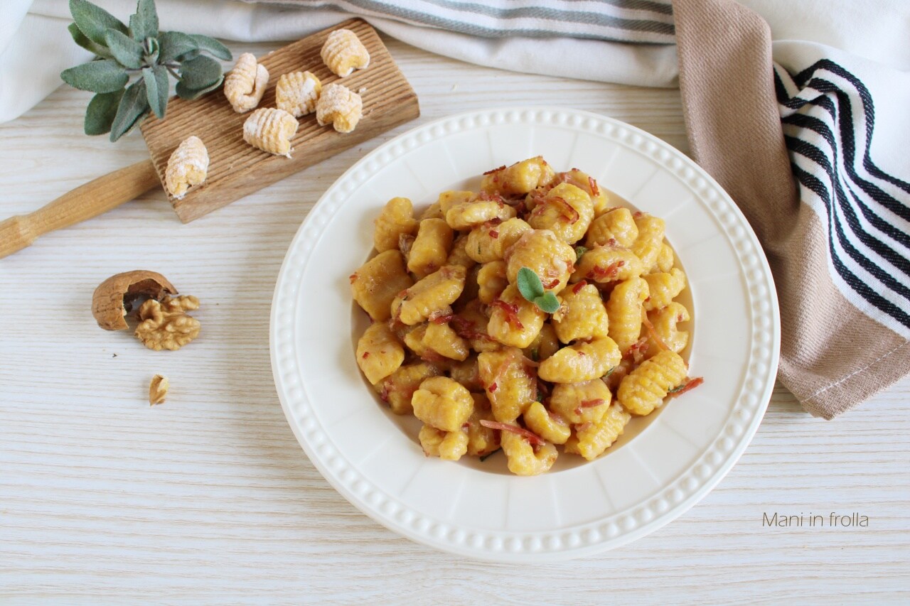 Pumpkin Gnocchi with Speck, Walnuts, and Sage