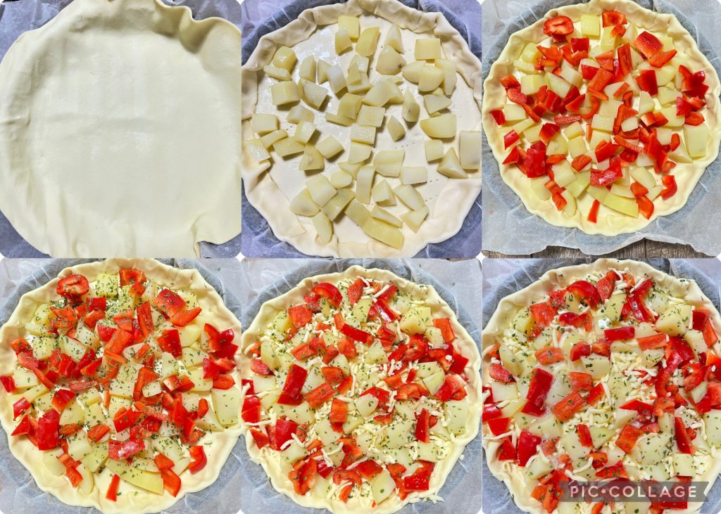 Savory pie with peppers and potatoes