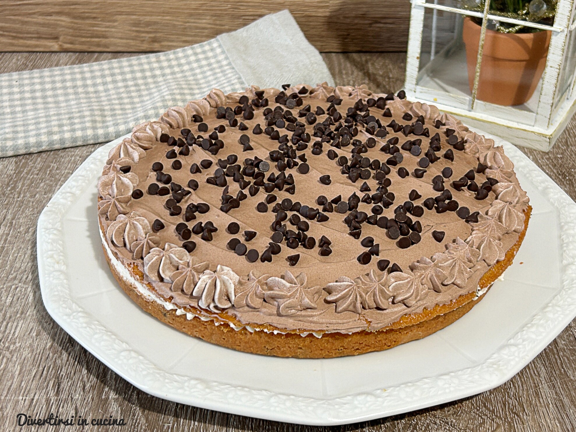 Soft Cake Filled with Cream and Chocolate