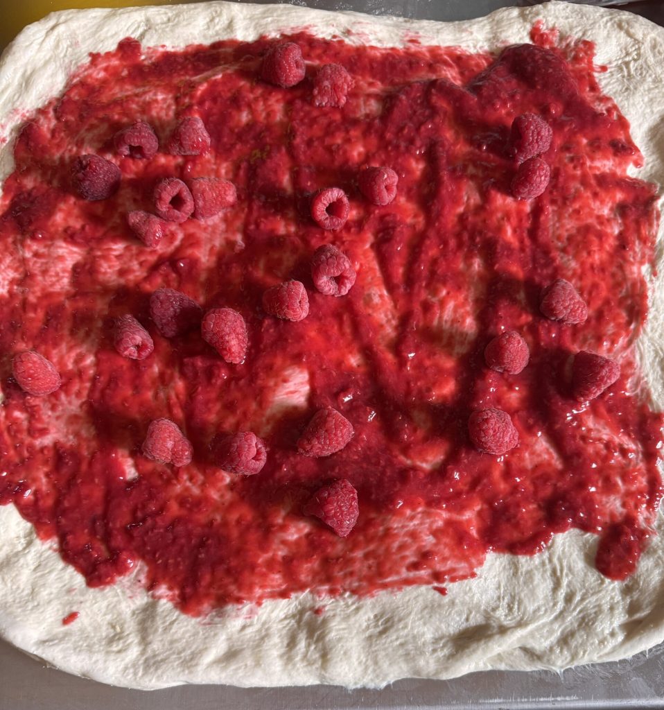 Loaf Bread with Raspberry Sauce filled