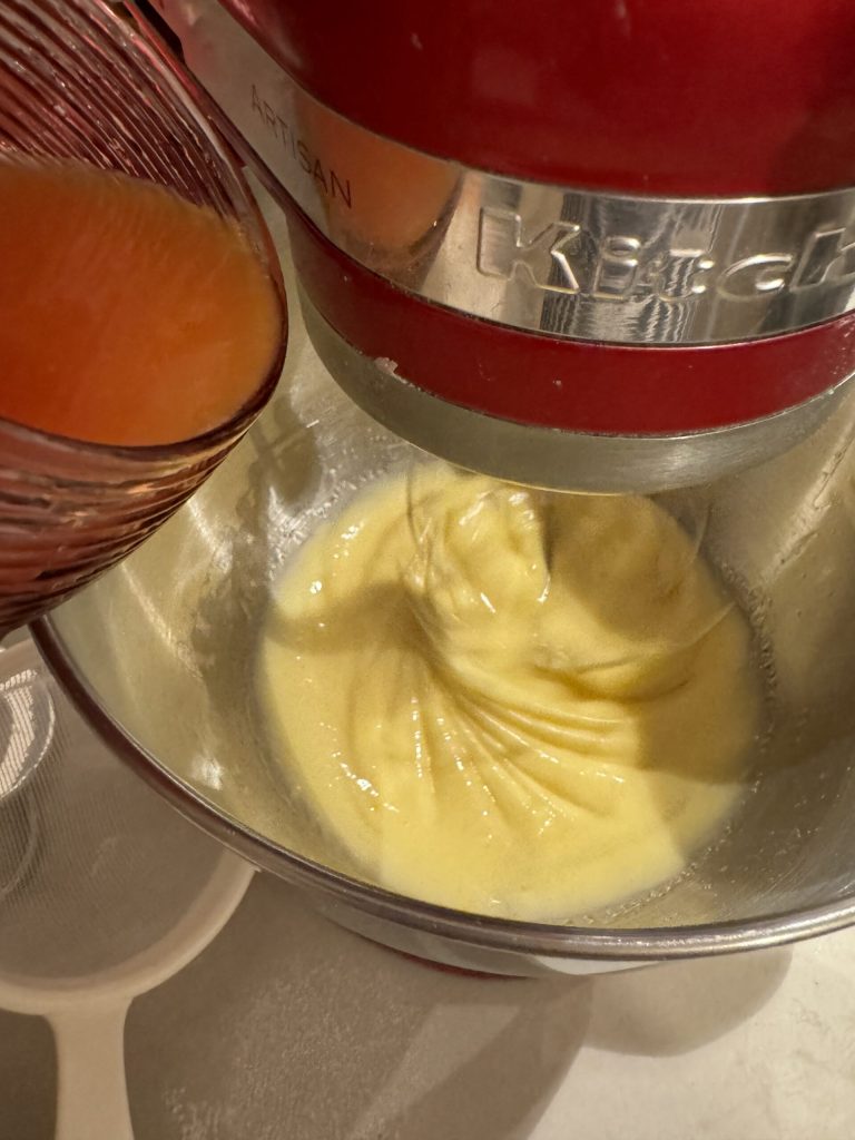 adding the orange juice