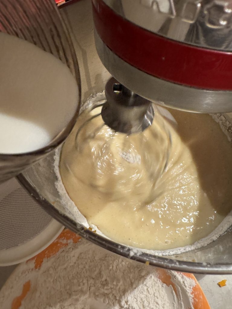 finish with the milk, saffron and orange zest