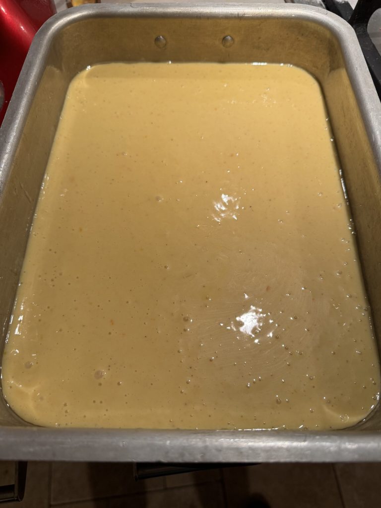 pour the batter into the baking pan