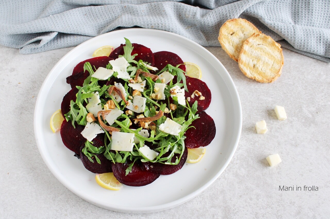 Salad with Beets Arugula Walnuts and Cheese