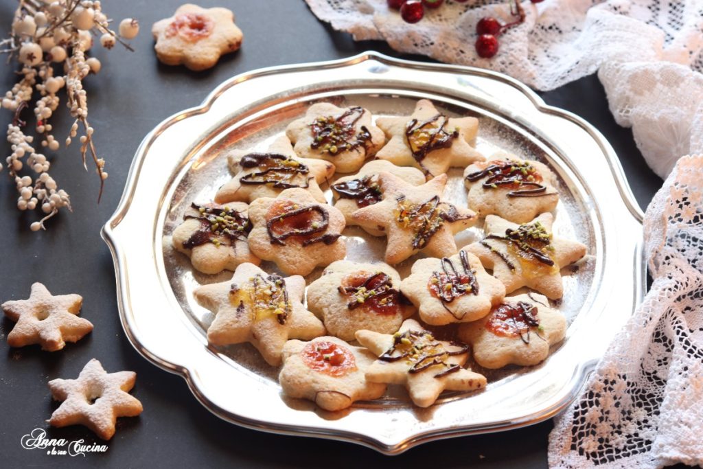 mixed shortcrust oil cookies with jam and chocolate