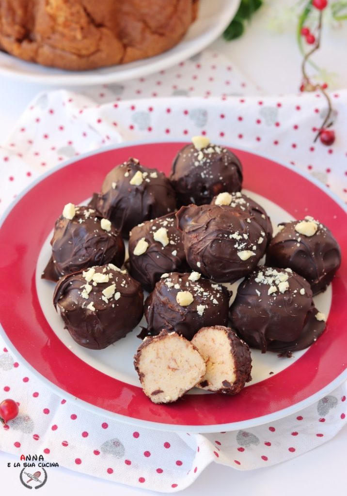 for pandoro bon bons with rum and dark chocolate
