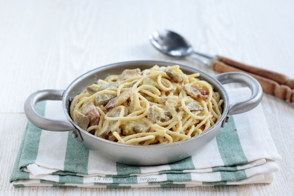 Artichoke Carbonara Spaghetti