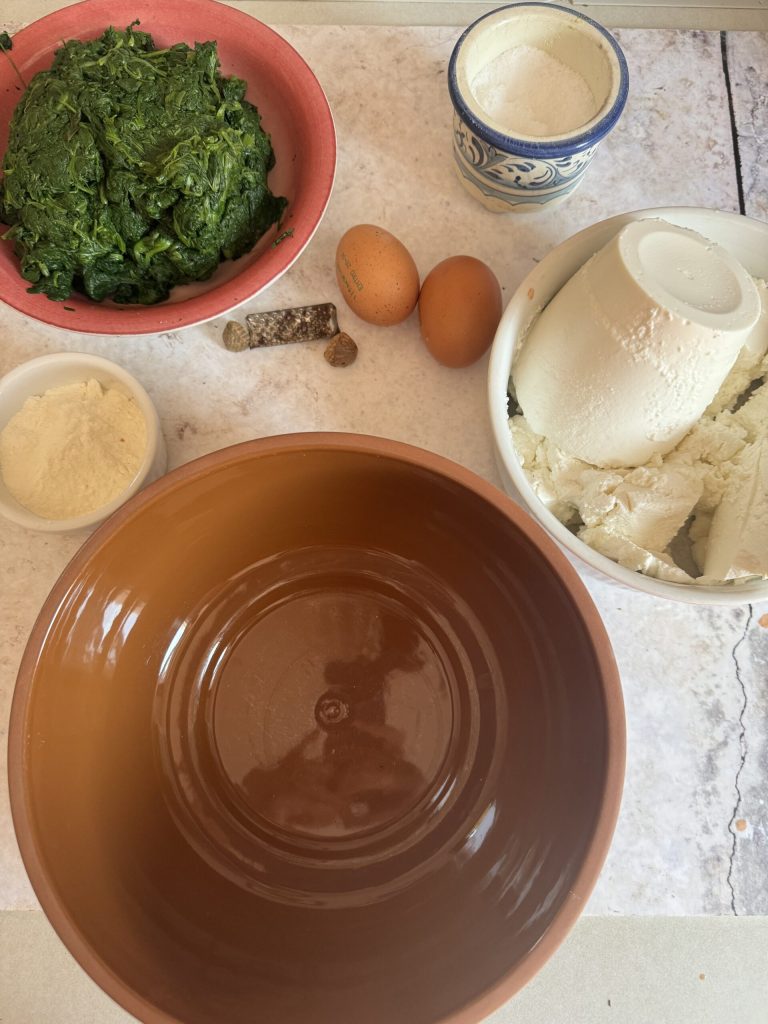 ingredients for Tuscan gnudi with tomato sauce