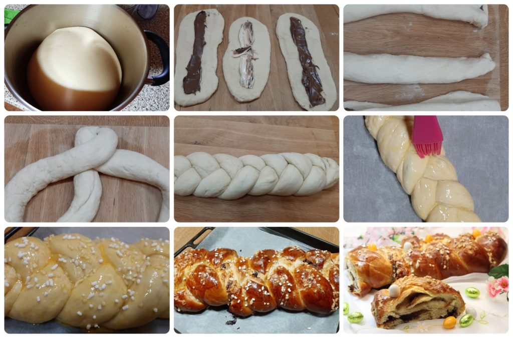 sweet Easter braid with hazelnut cream