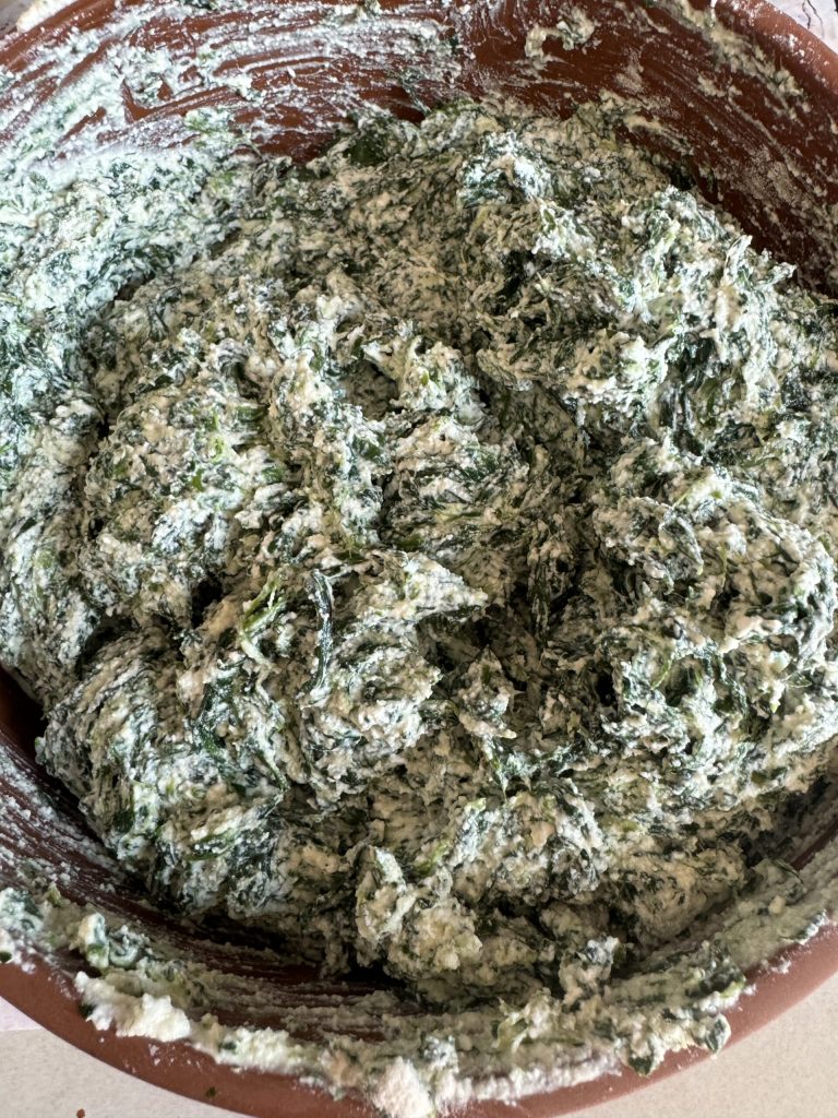 dough with spinach