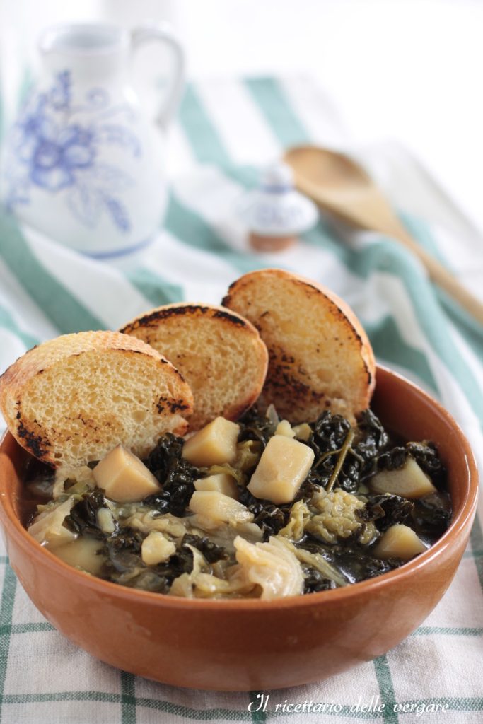 Soup with Savoy Cabbage, Potatoes, and Tuscan Kale