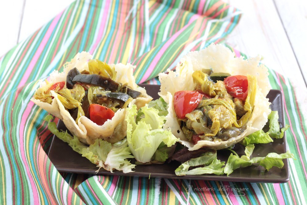 Parmesan Baskets with Vegetables
