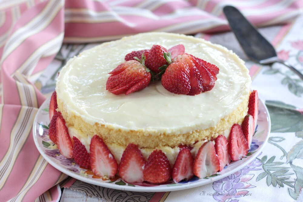 Cake with Cream and Strawberries