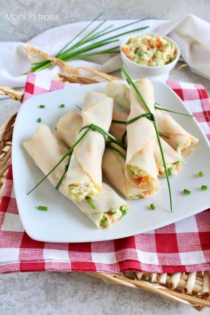 Roasted Chicken Rolls with Russian Salad
