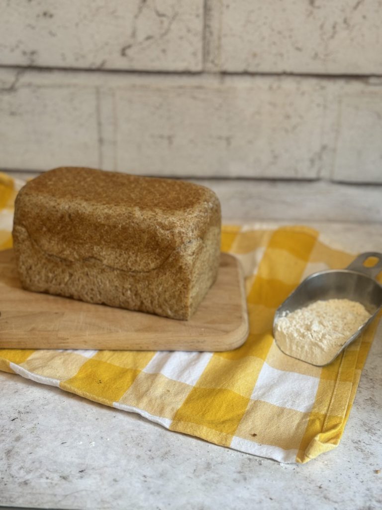 baked whole wheat sandwich bread with sourdough starter