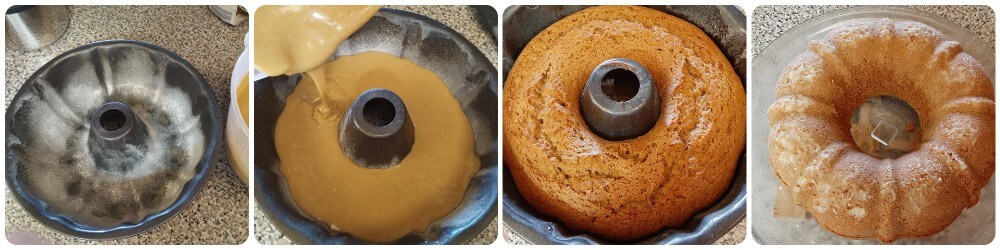 Coffee bundt cake with glaze and chocolate chips