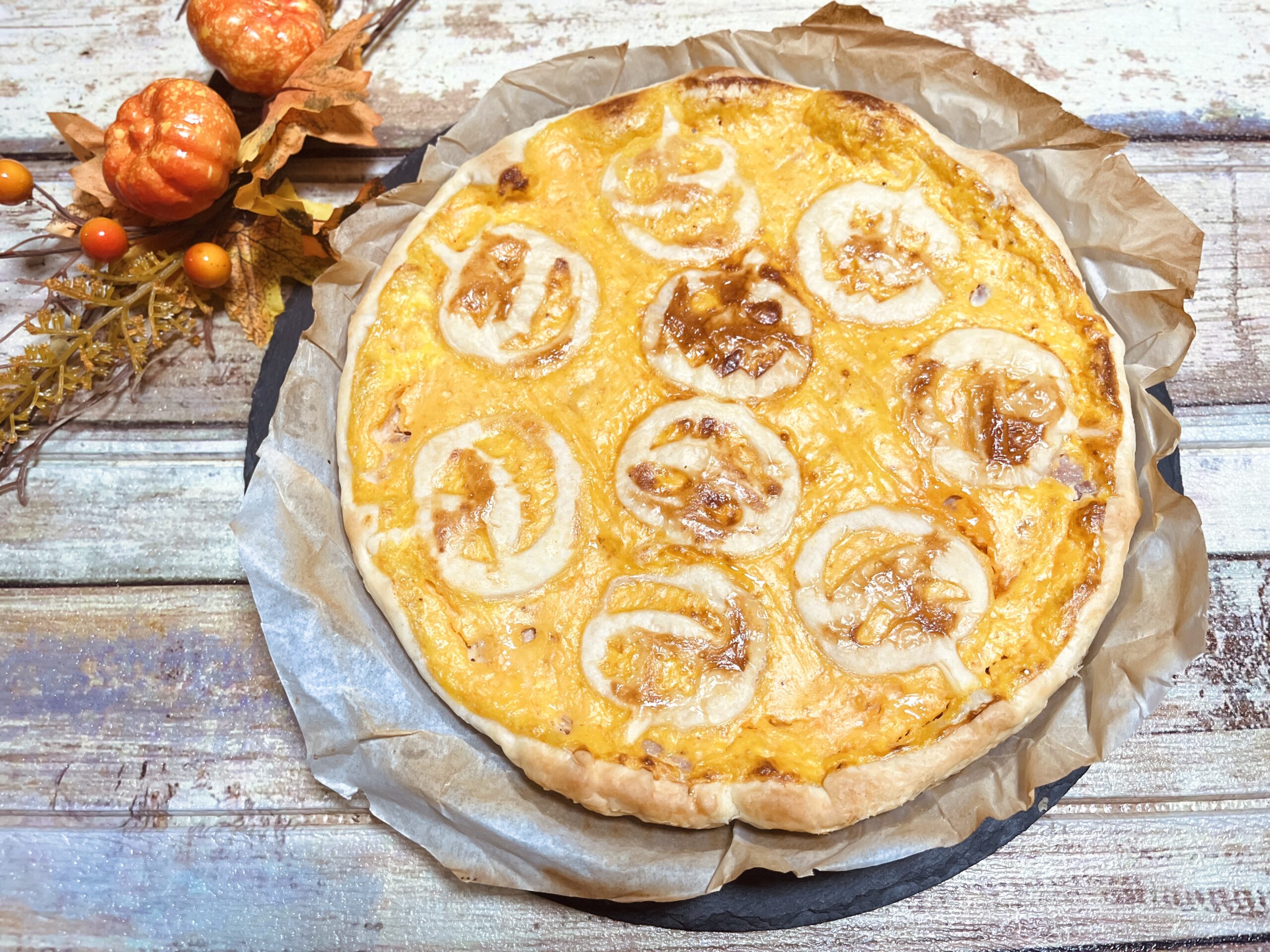 Savory Pie with Pumpkin Cream and Bacon