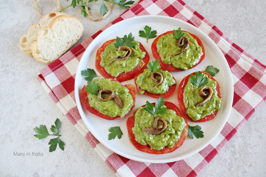 Tomatoes with Green Sauce and Anchovies