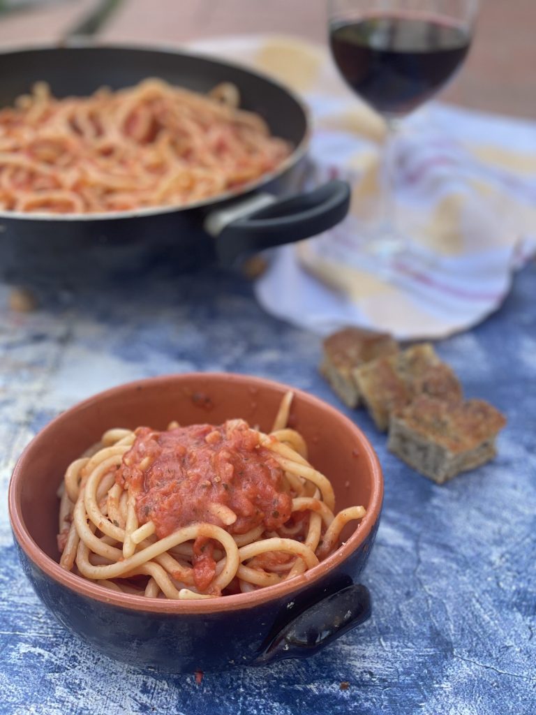 Tuscan pici with aglione ready