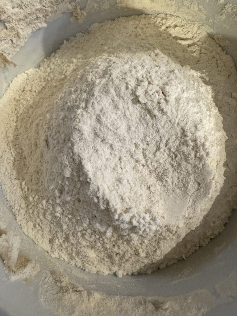 flour for the red focaccia with sourdough