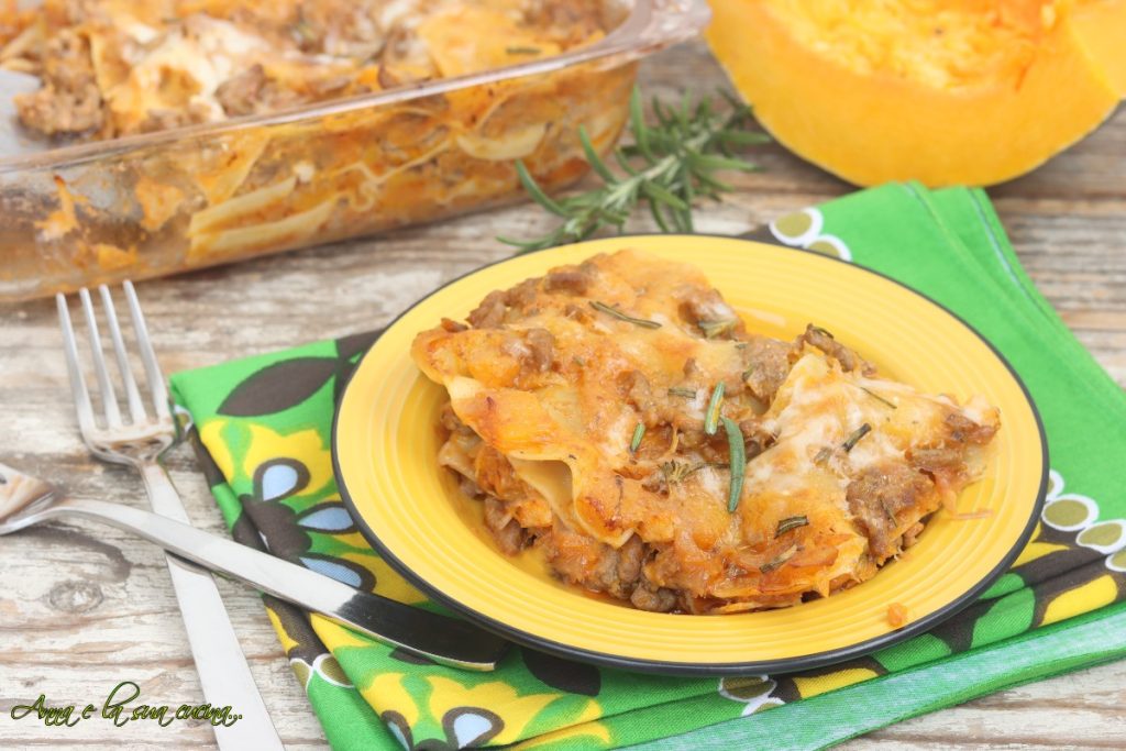 Lasagna with Pumpkin and Ground Beef with a Little Tomato