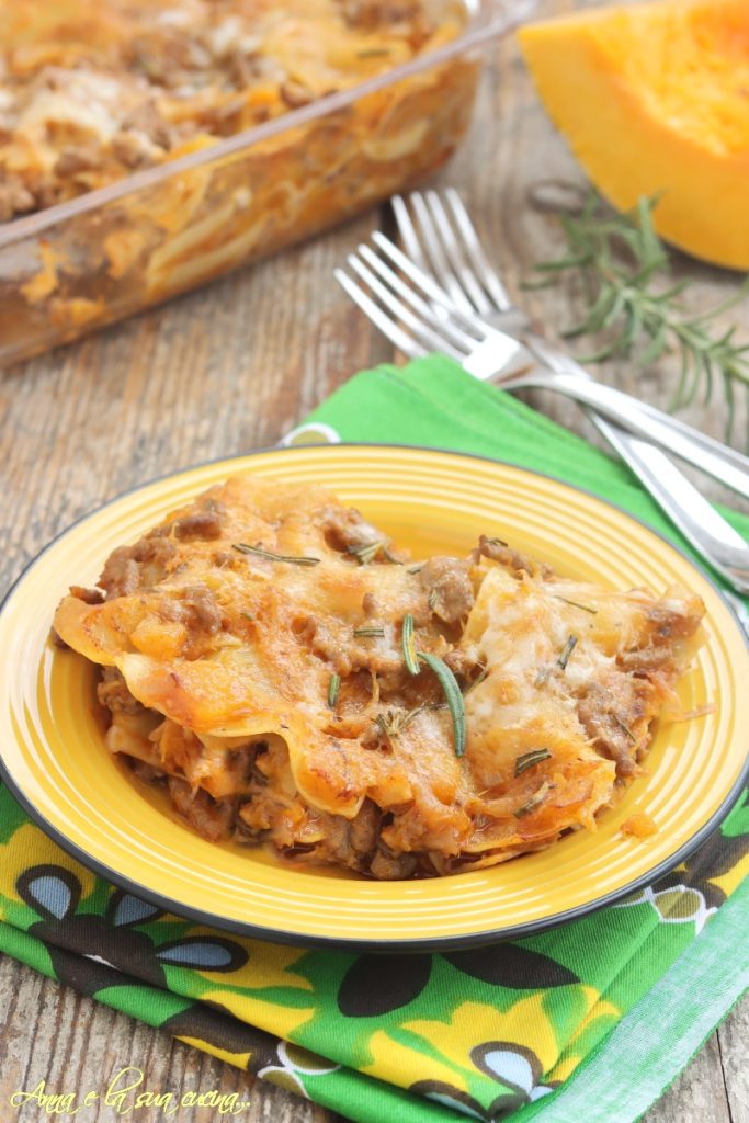 Lasagna with Pumpkin and Ground Beef with a Little Tomato