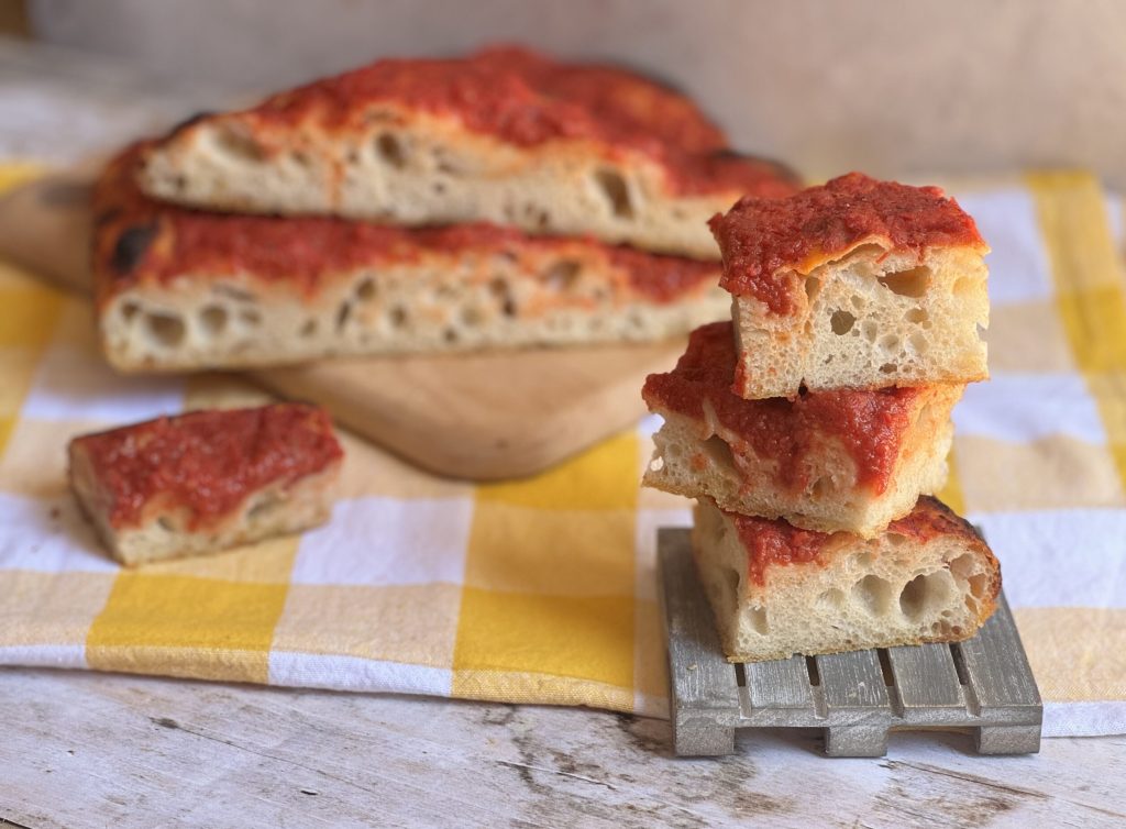 red focaccia with sourdough