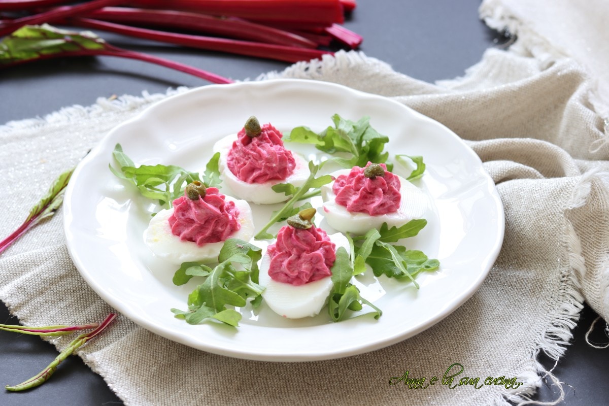Deviled Eggs with Tuna and Beetroot