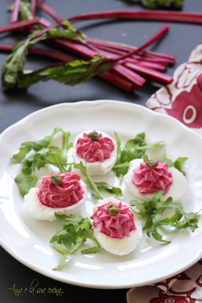 Deviled Eggs with Tuna and Beetroot