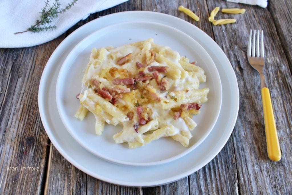 Pasta with Speck, Scamorza, and Potatoes