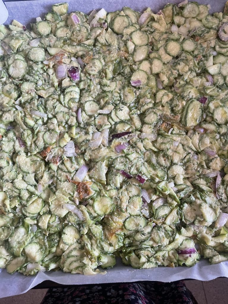 super easy zucchini scarpaccia ready to be cooked
