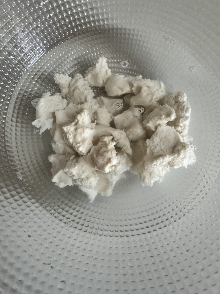 sourdough dissolved for no-knead pizza