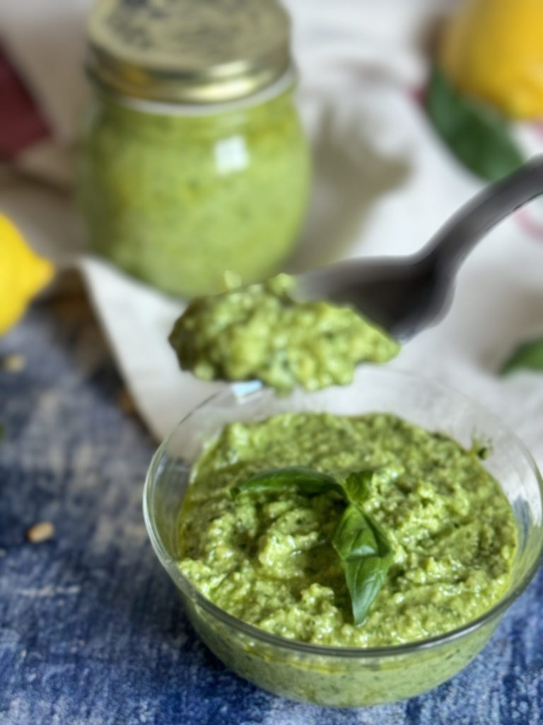 fresh lemon pesto ready
