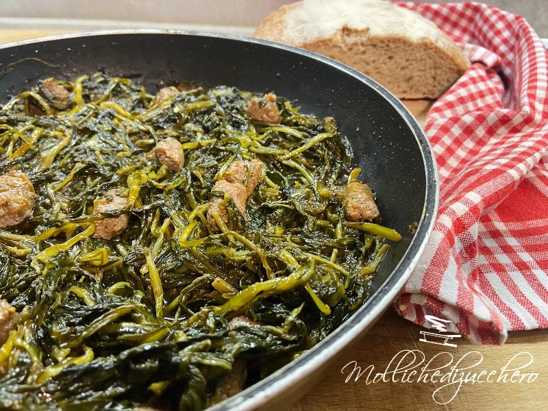 Chicory and Sausage in a Pan