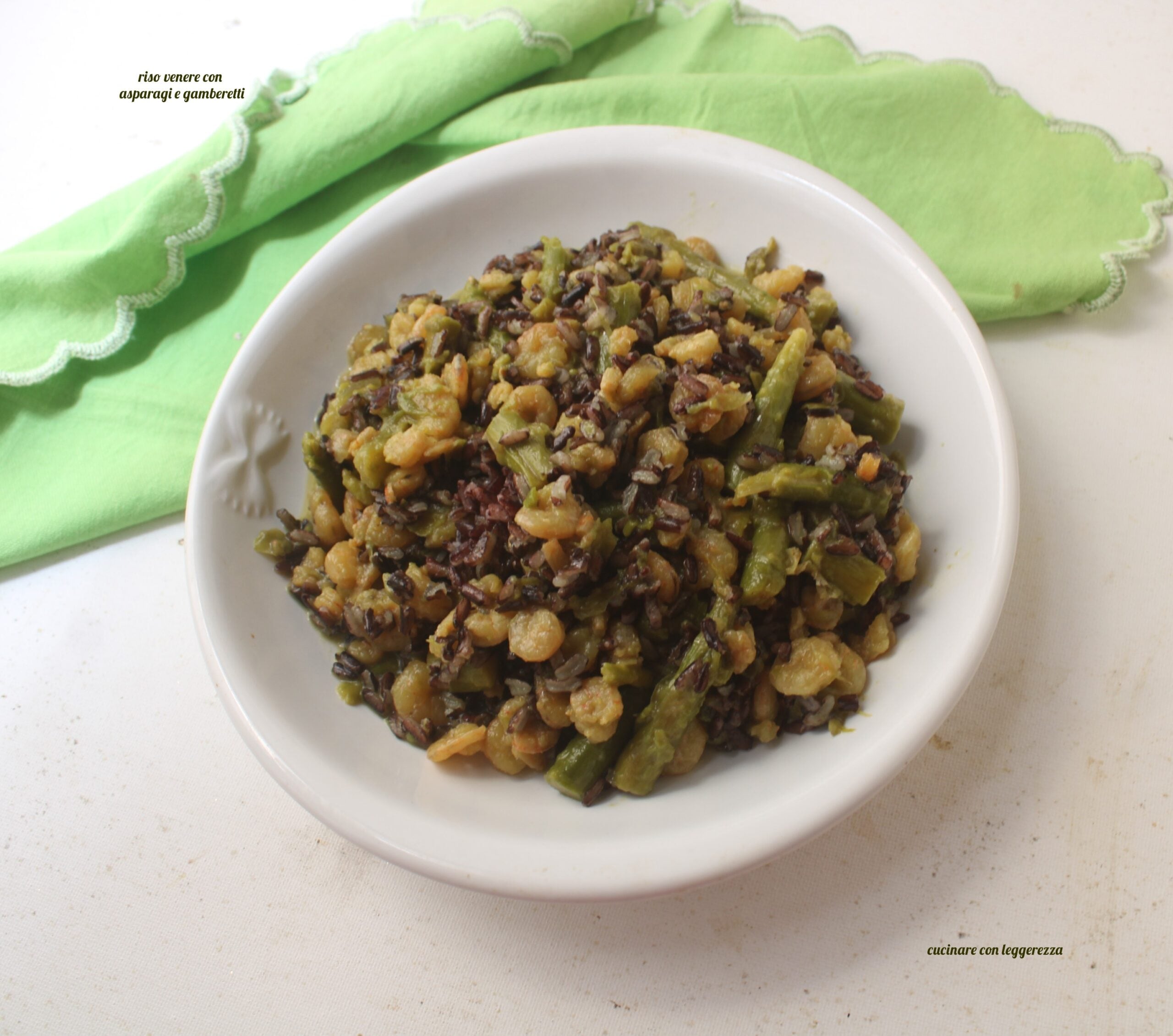 Black Rice with Asparagus and Shrimp
