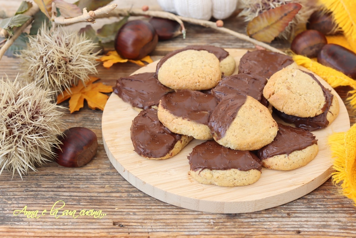 Chestnut Cookies Covered in Chocolate